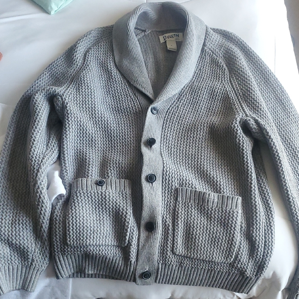 Duluth Trading Co Gray Cardigan Sweater